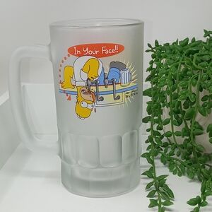 Homer Simpson Frosted Glass Mug with Cartoon Design
